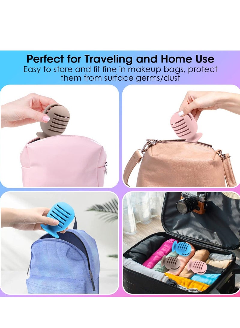 Makeup Sponge Holder, Silicone Beauty Blender Holder Case for Travel, Drying Stand Makeup Sponges Protective Carrying Case Holders Organizer for Makeup Portable Soft (Pink+Khaki+Blue) (3Pack) - Image 5